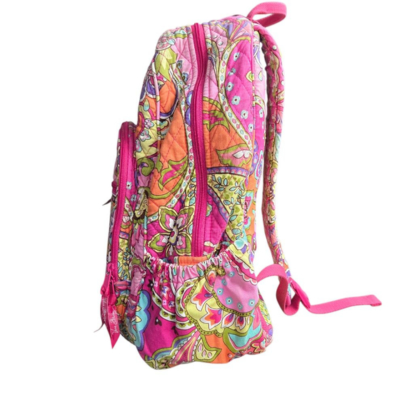 Vera Bradley Women's Campus Backpack Pink Orange Paisley Quilted Large Pockets - Picture 11 of 12